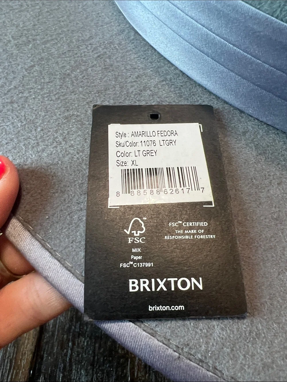 NWT Brixton Light Gray Wide-Brim Wool Felt Hat with Satin Band
